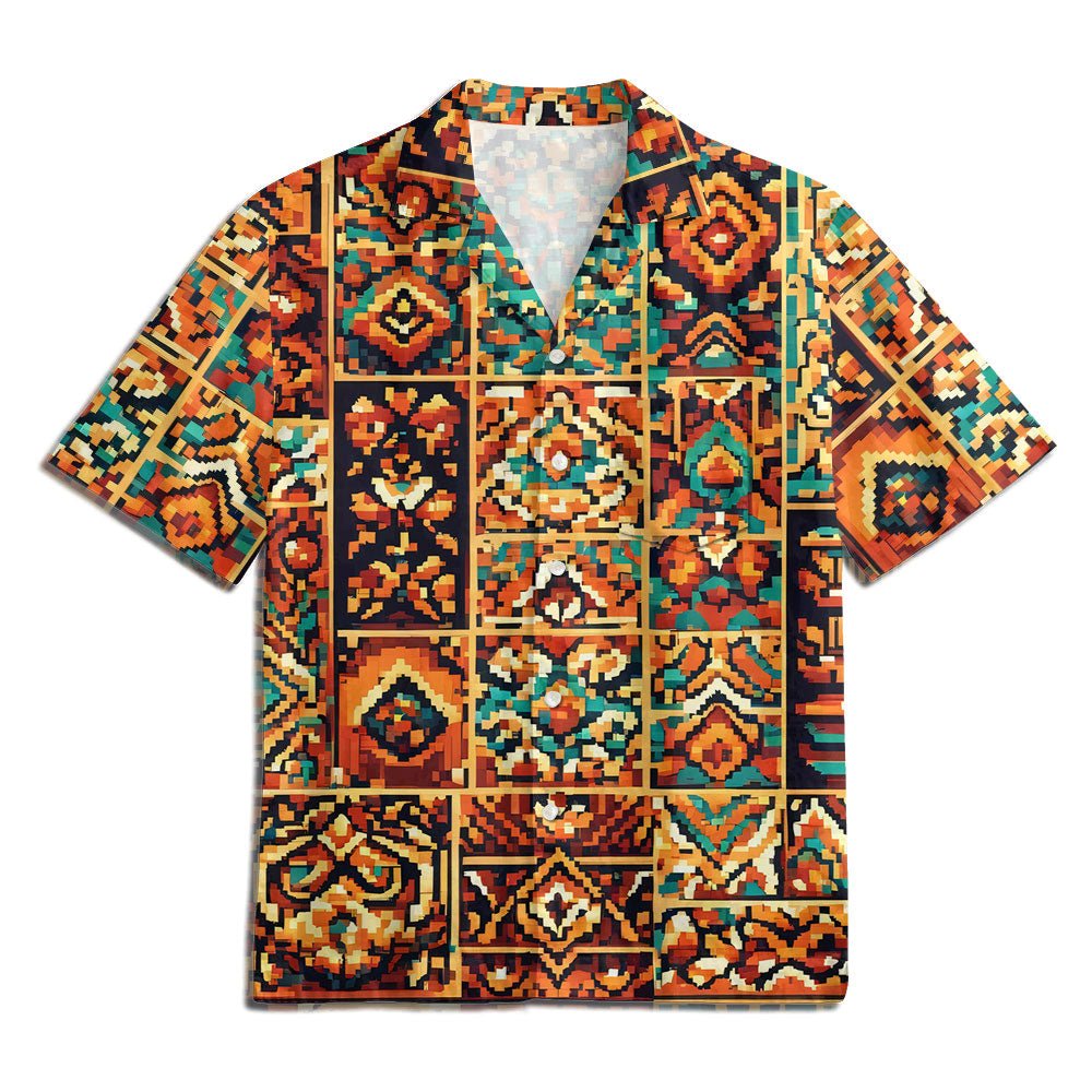 Maturelion color patchwork graphic Print Hawaiian Shirt