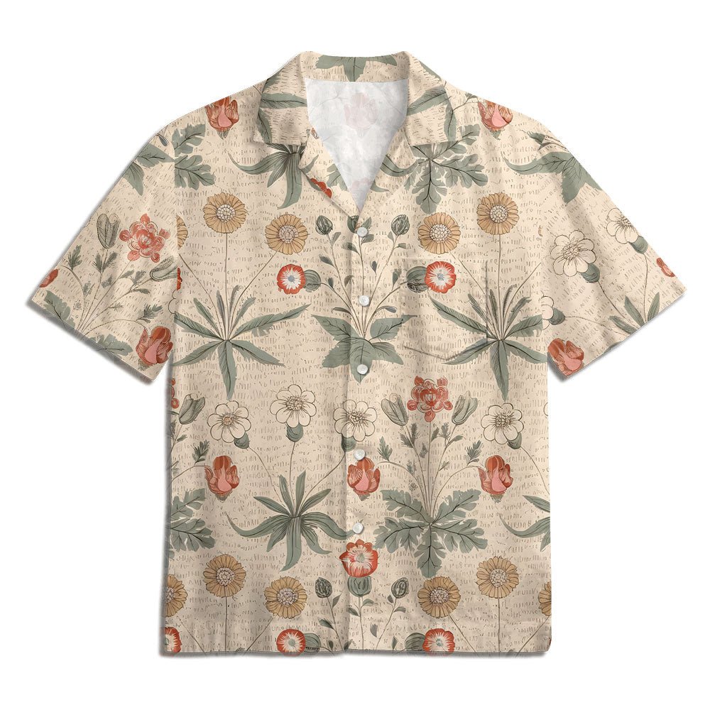 Maturelion William Morris Floral Botanical Mixed Print Print Hawaiian Shirt