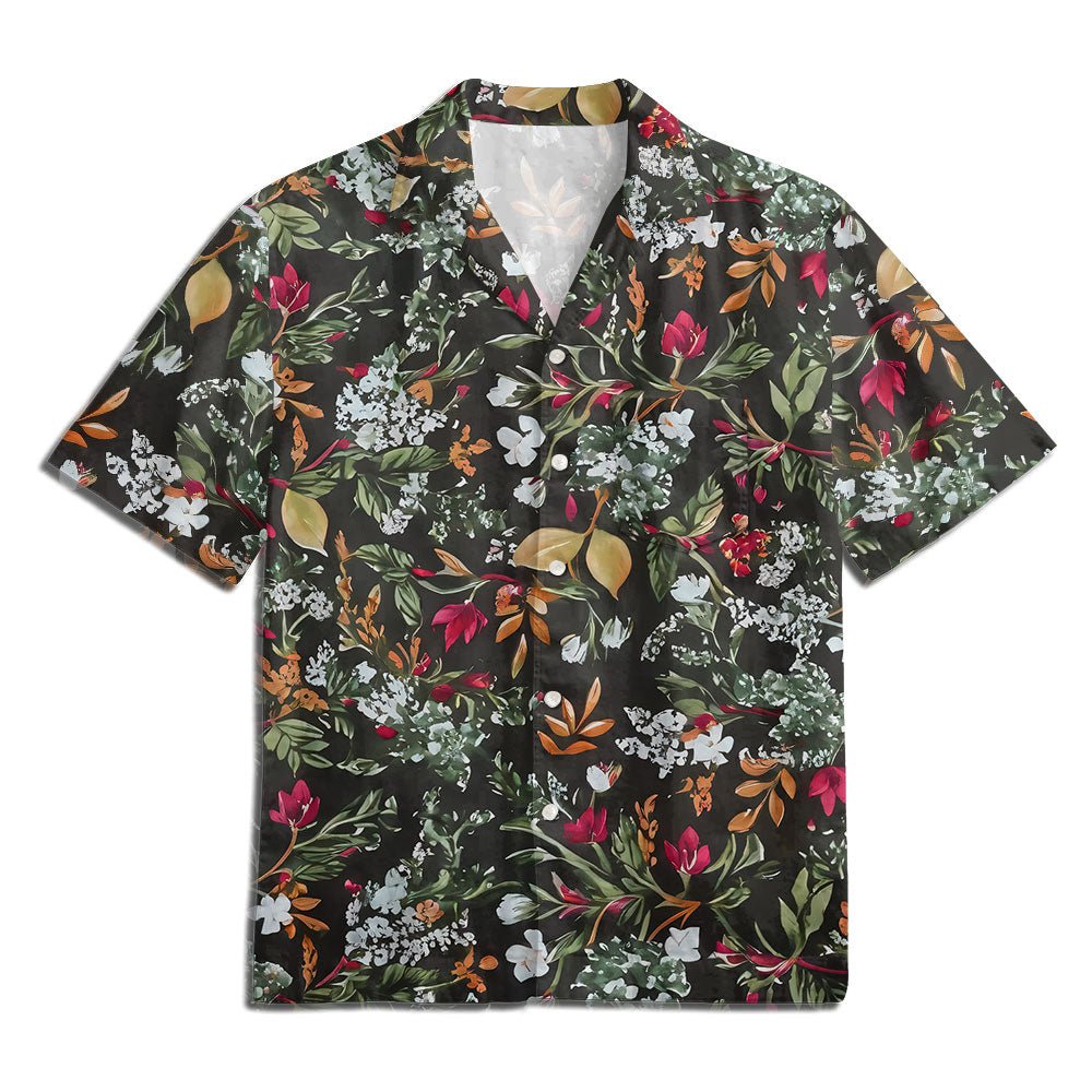 Maturelion Vintage Leaves Print Summer Print Hawaiian Shirt