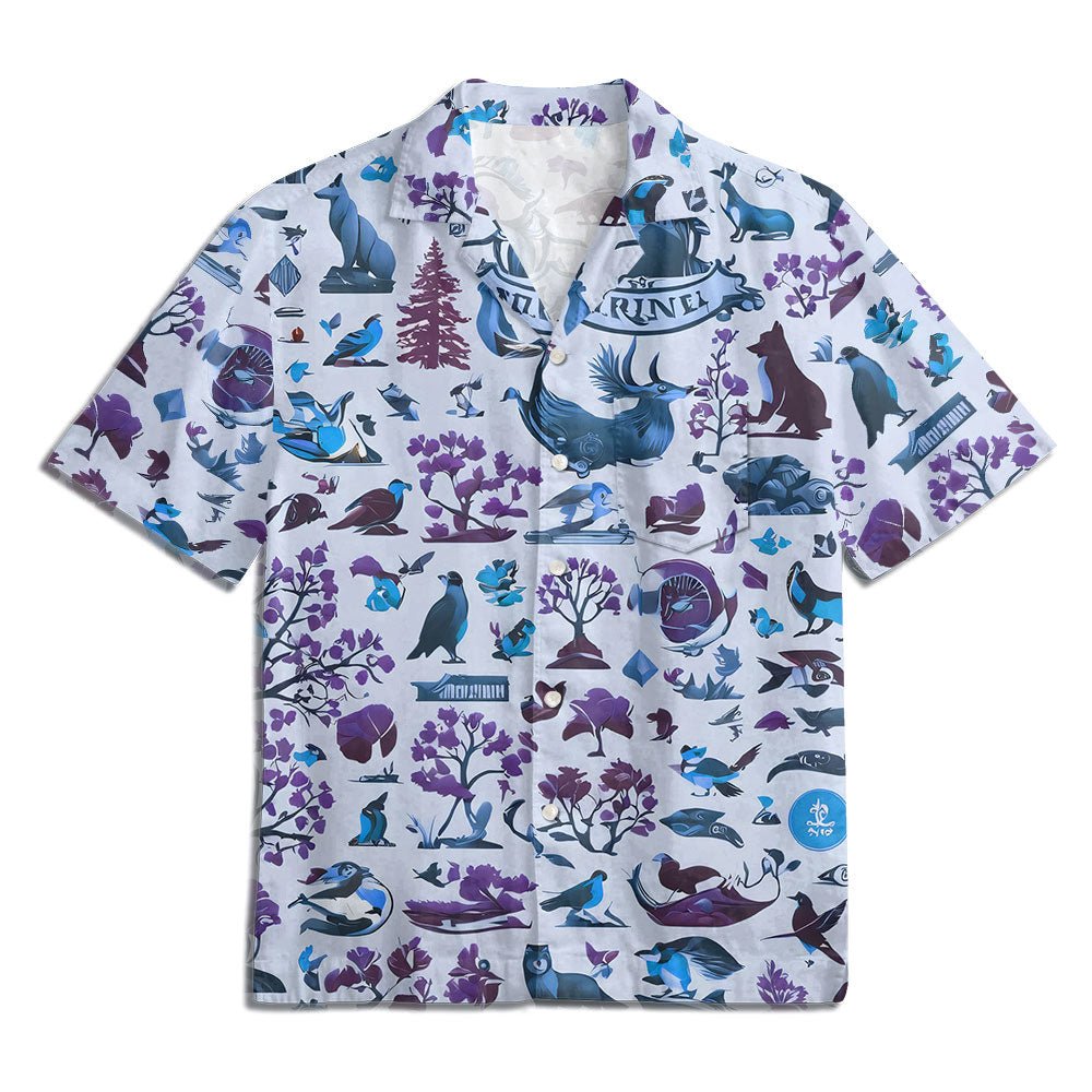 Maturelion Bird and Flower Print Hawaiian Shirt