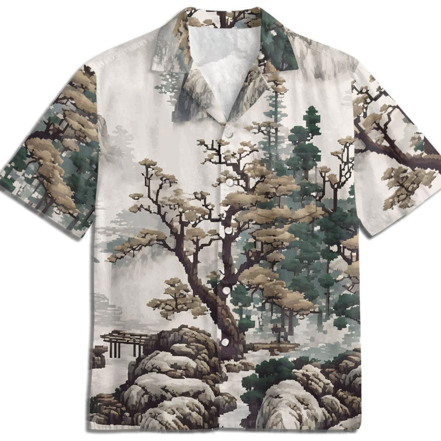 Maturelion Vintage Landscape Painting Print Hawaiian Shirt