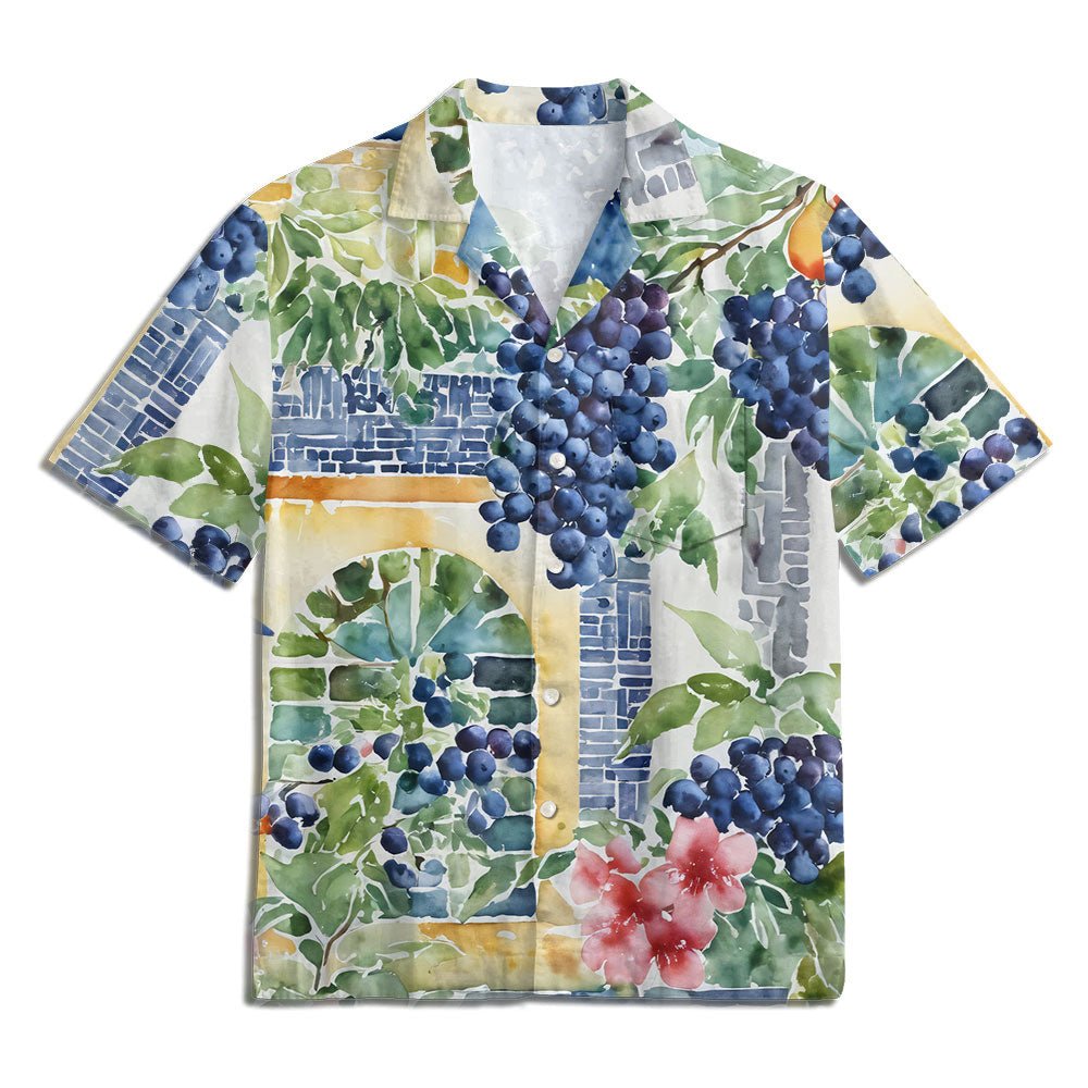 Maturelion Grape Vintage Watercolor Print Hawaiian Shirt