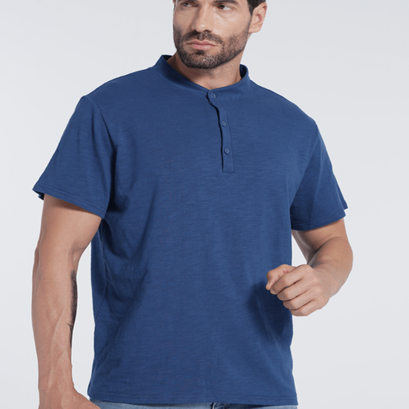 Maturelion Classical Cotton Essential Henley Shirt