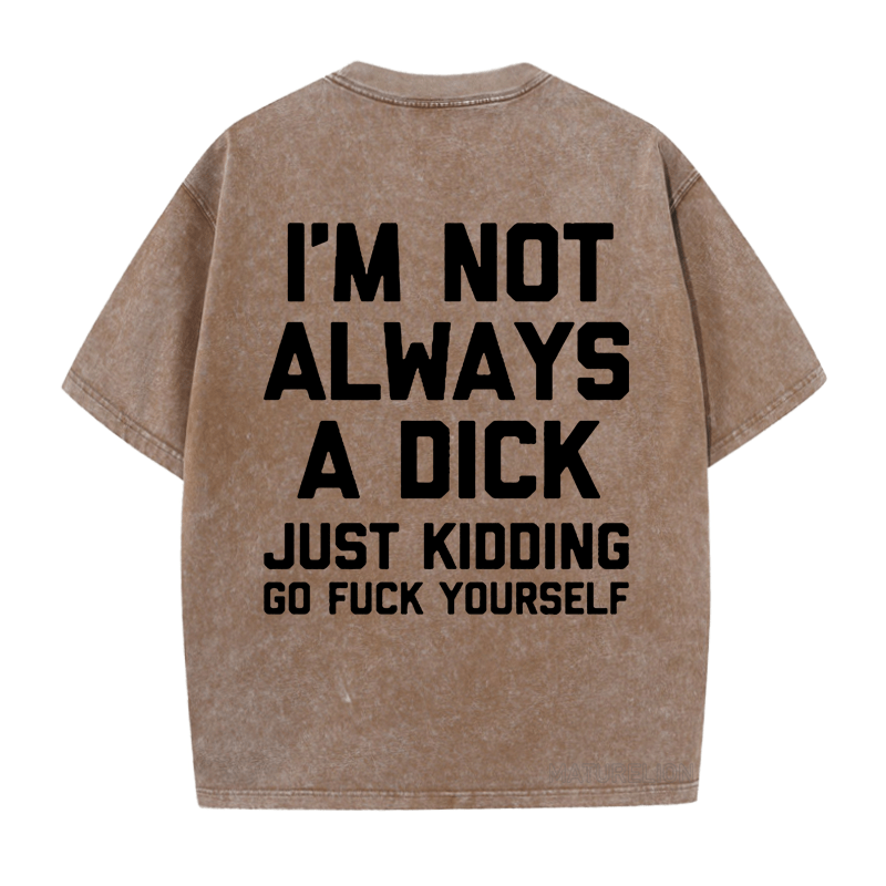 Maturelion I'm Not Always A Dick (Just Kidding, Go Fuck Yourself) DTG Printing Washed  Cotton  T-shirt