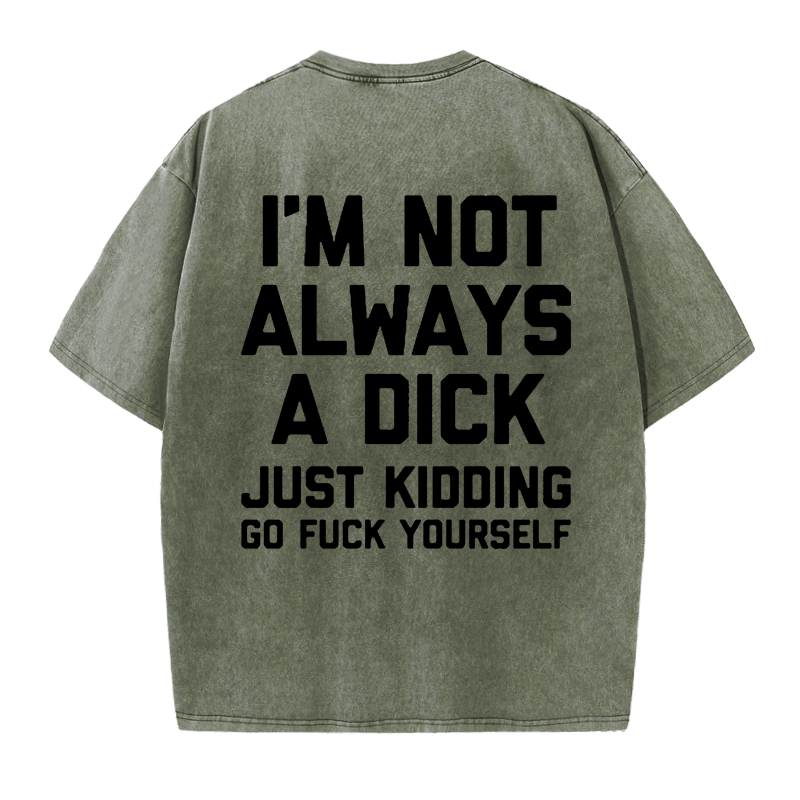 Maturelion I'm Not Always A Dick (Just Kidding, Go Fuck Yourself) DTG Printing Washed  Cotton  T-shirt