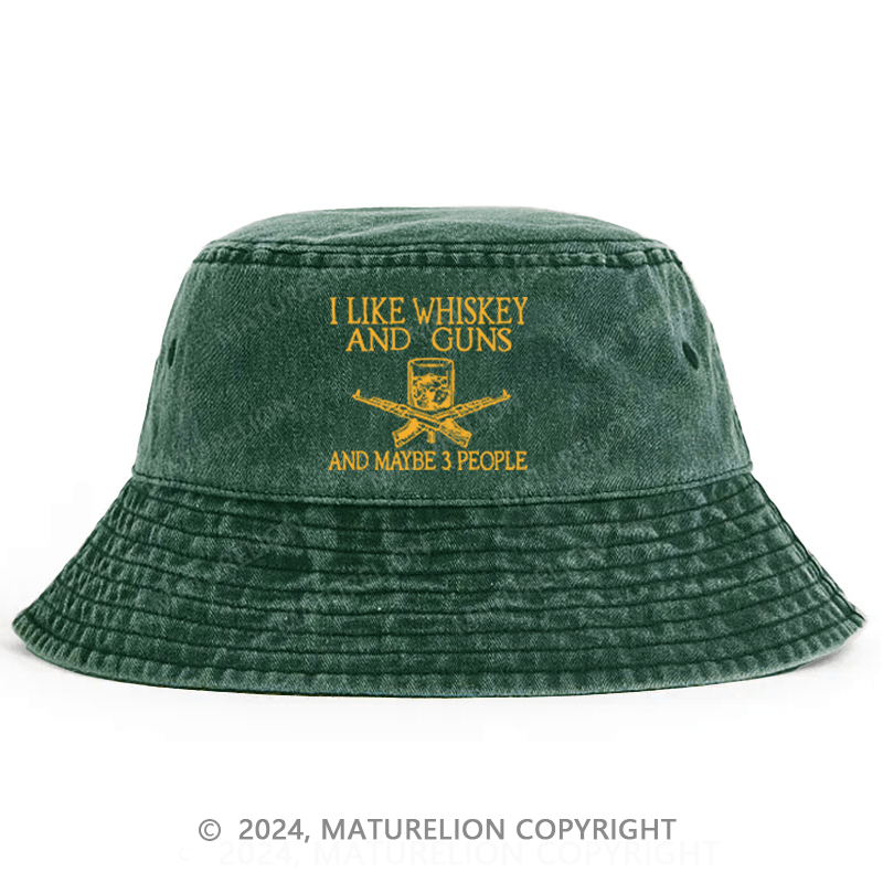 Matuerlion Men's Bucket Hat I Like Whiskey And Guns Bucket Hat