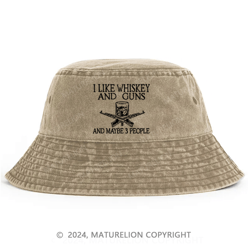 Matuerlion Men's Bucket Hat I Like Whiskey And Guns Bucket Hat