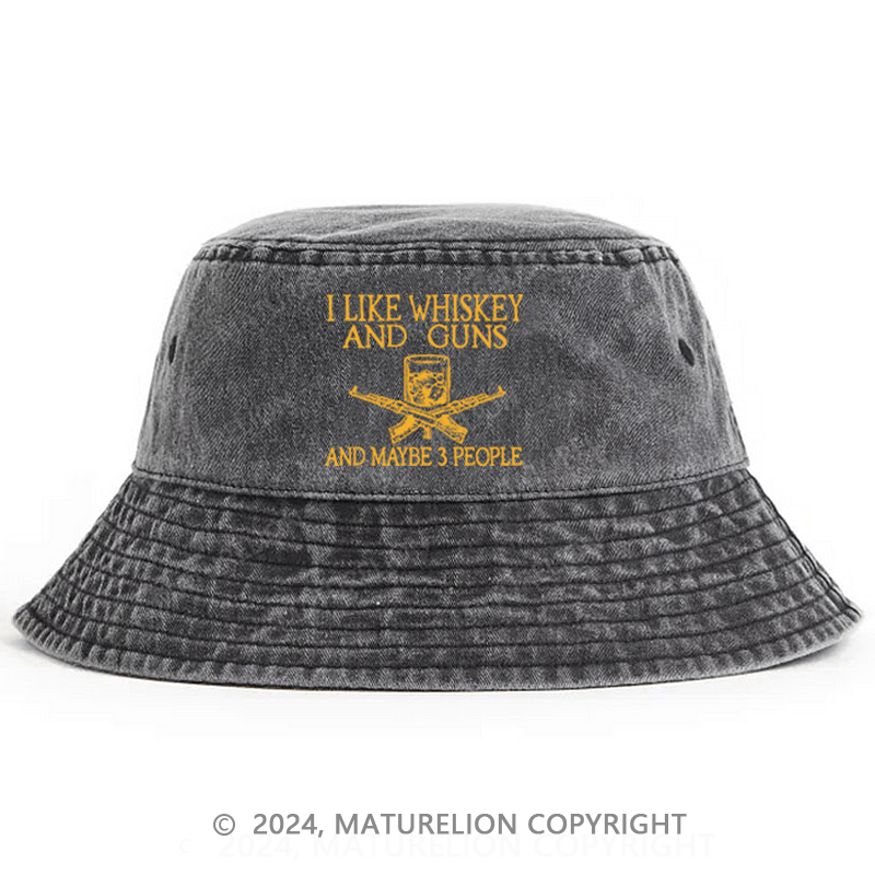 Matuerlion Men's Bucket Hat I Like Whiskey And Guns Bucket Hat