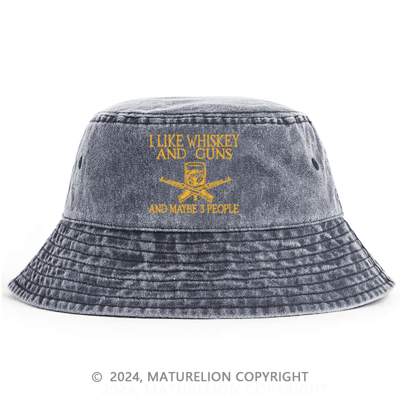 Matuerlion Men's Bucket Hat I Like Whiskey And Guns Bucket Hat