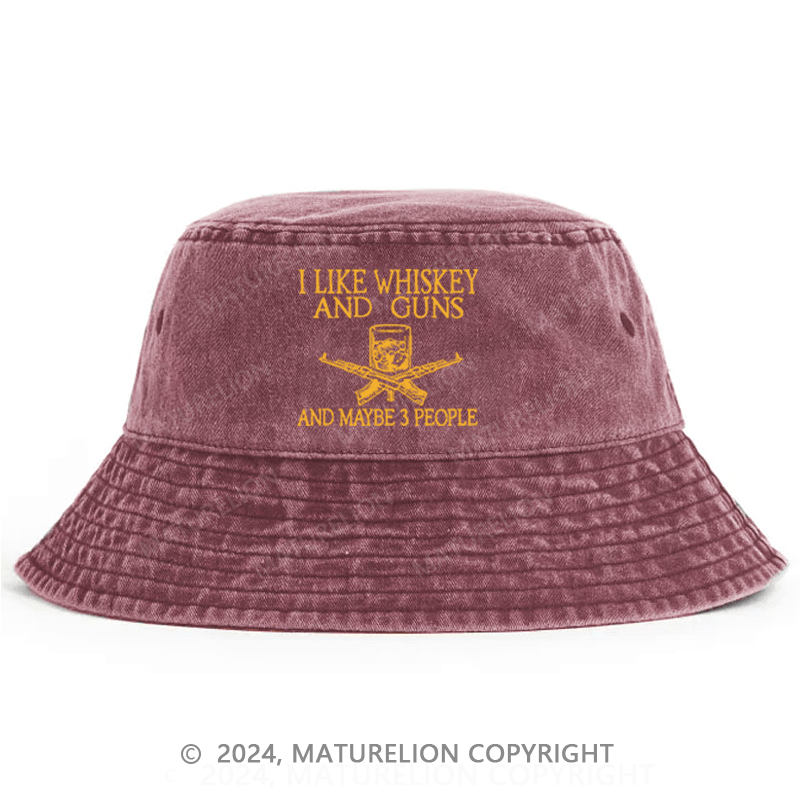 Matuerlion Men's Bucket Hat I Like Whiskey And Guns Bucket Hat