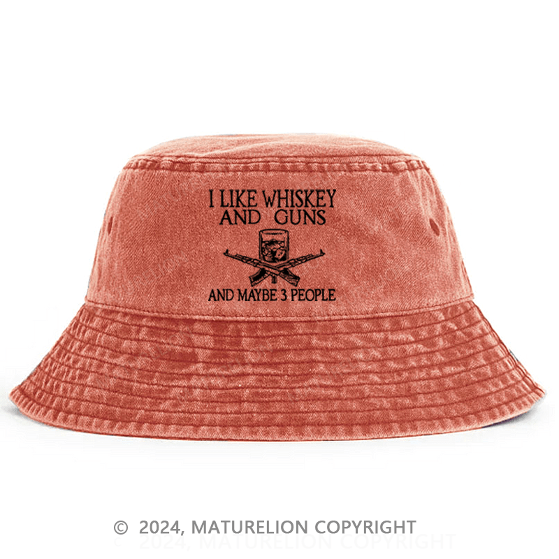 Matuerlion Men's Bucket Hat I Like Whiskey And Guns Bucket Hat