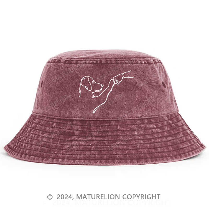 Matuerlion Men's Bucket Hat Dog And People Punch Hand Bucket Hat