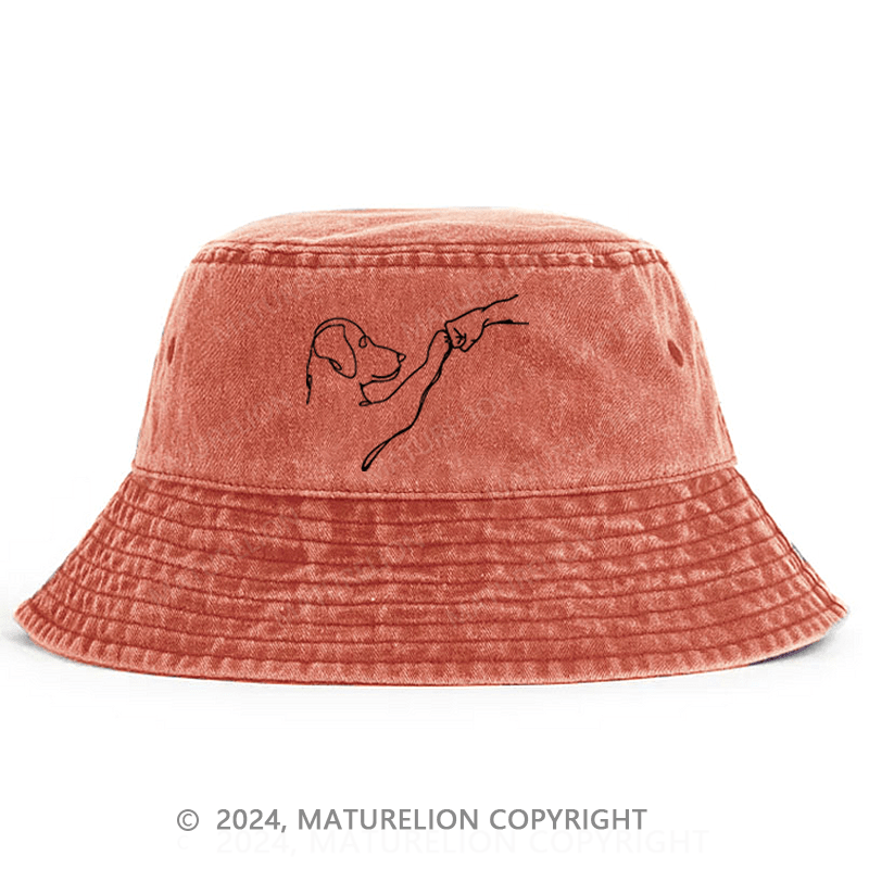 Matuerlion Men's Bucket Hat Dog And People Punch Hand Bucket Hat