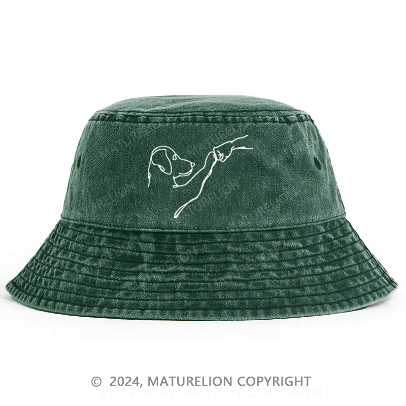 Matuerlion Men's Bucket Hat Dog And People Punch Hand Bucket Hat