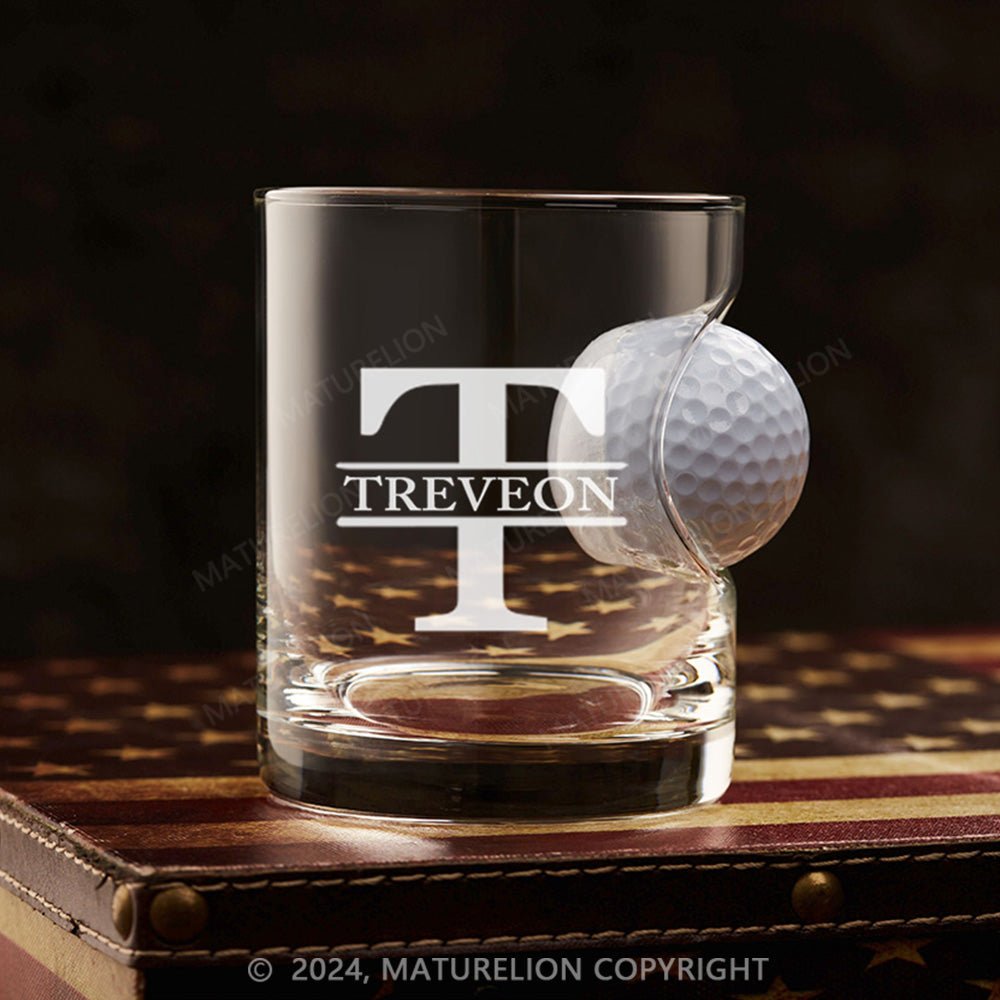 Maturelion Personalized Golf Ball in Whiskey Lowball Glass