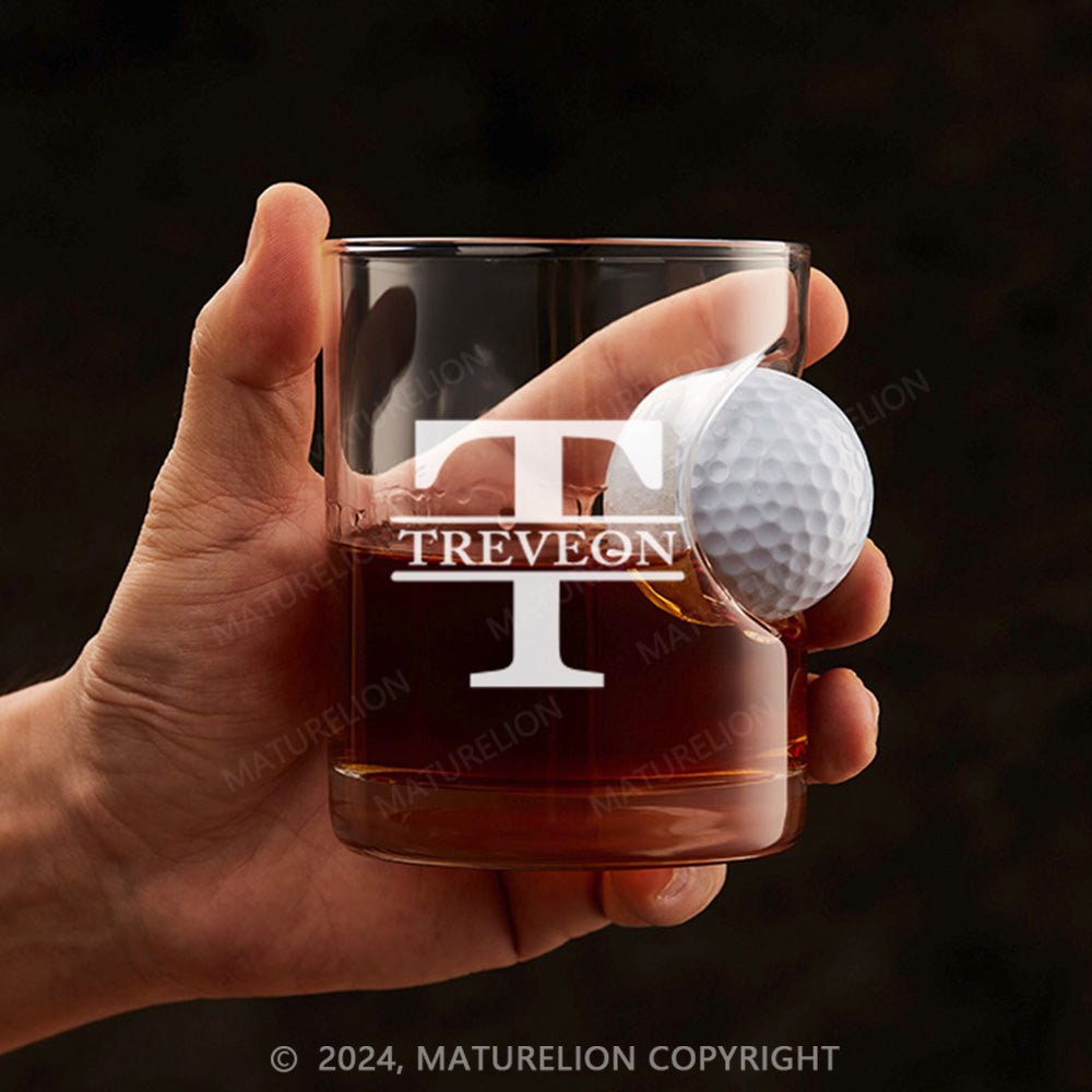 Maturelion Personalized Golf Ball in Whiskey Lowball Glass