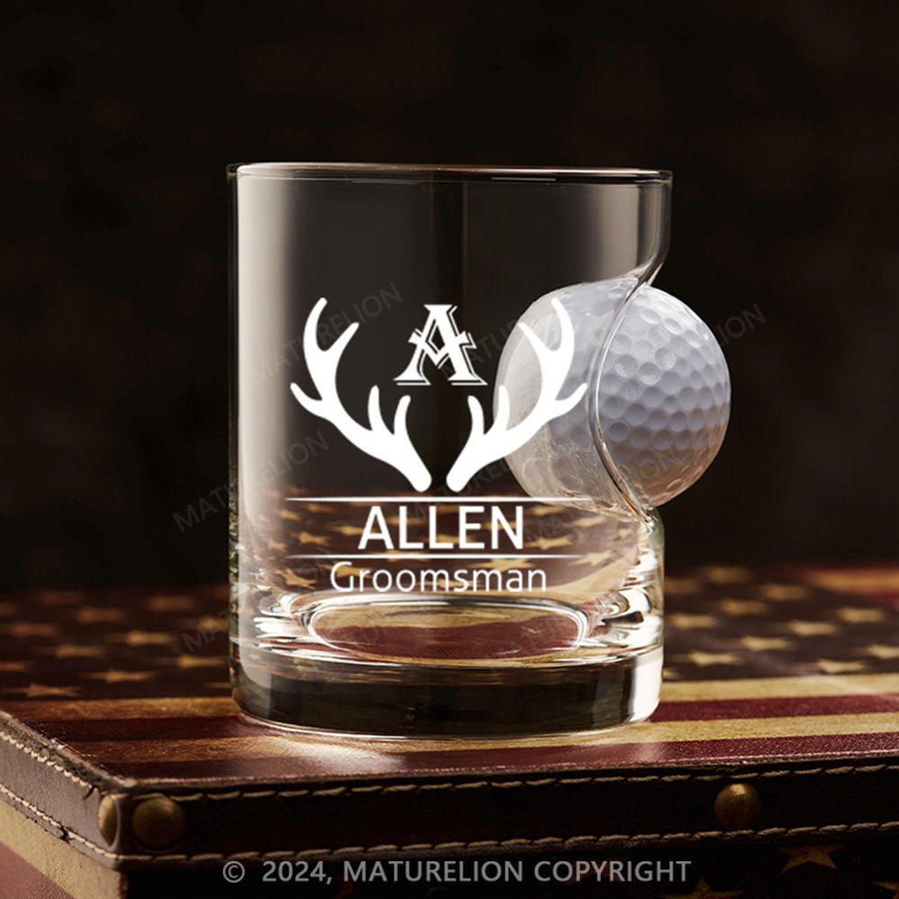 Maturelion Personalized Golf Ball in Whiskey Lowball Glass