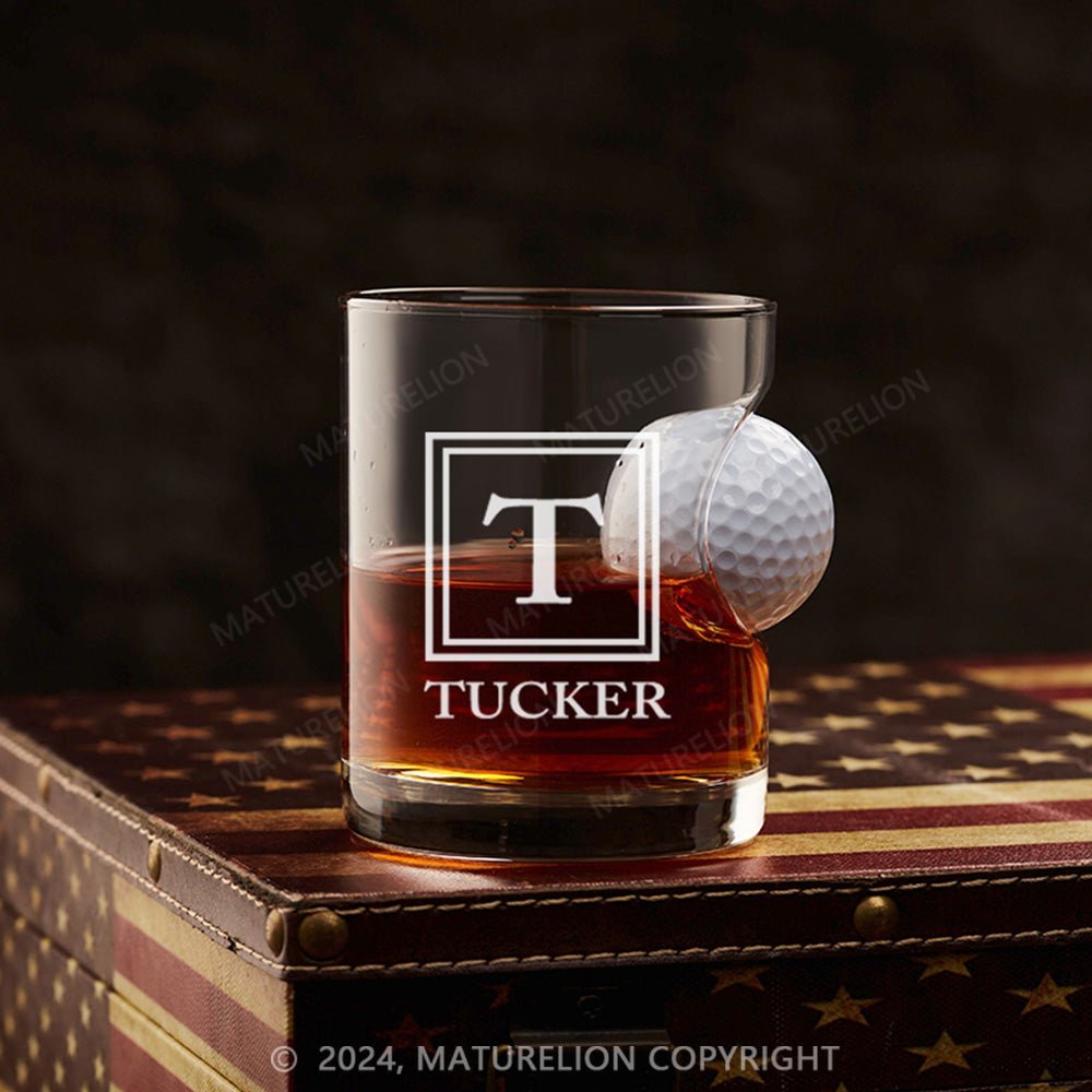 Maturelion Personalized Golf Ball in Whiskey Lowball Glass