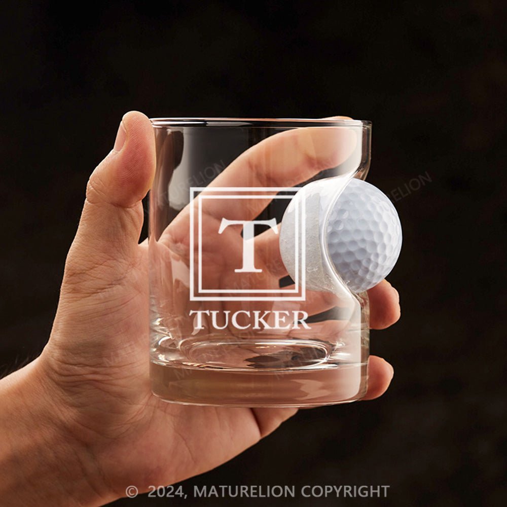 Maturelion Personalized Golf Ball in Whiskey Lowball Glass