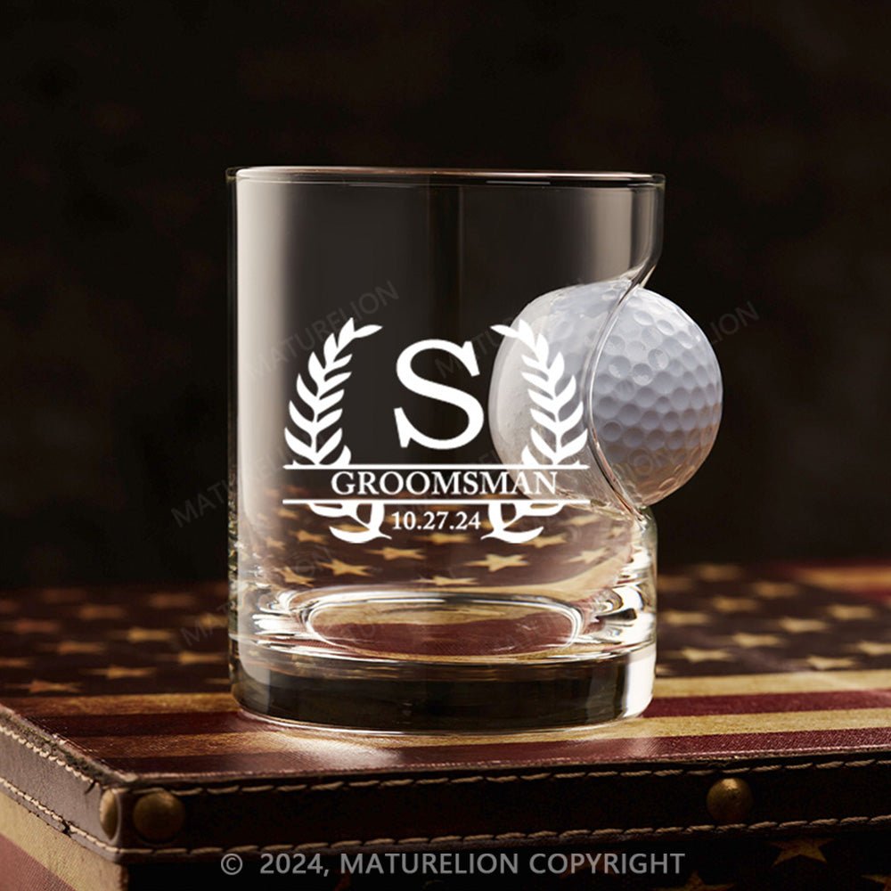 Maturelion Personalized Golf Ball in Whiskey Lowball Glass