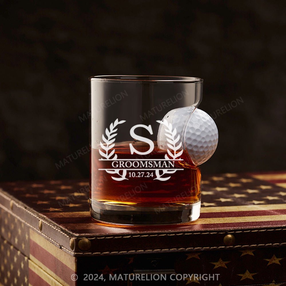 Maturelion Personalized Golf Ball in Whiskey Lowball Glass