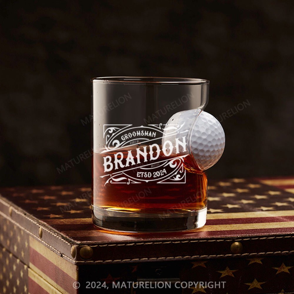 Maturelion Personalized Golf Ball in Whiskey Lowball Glass