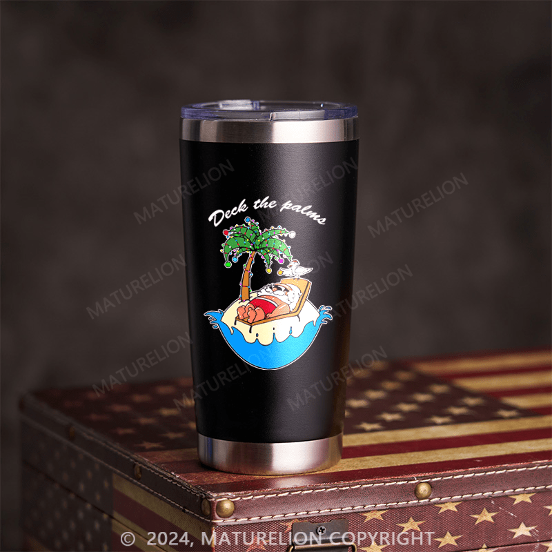 Maturelion Lighting Palm Tree Beach Vacation Penguin Christmas In July Stainless Steel Insulated Tumbler