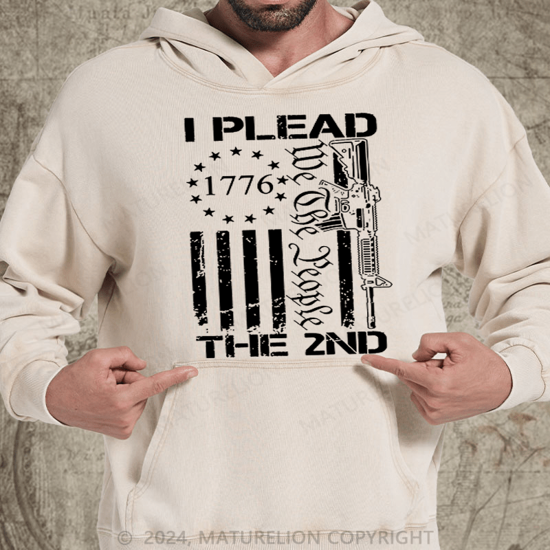 Maturelion I Plead The 2nd Amendment We The People AR15 Pro Gun DTG Printing Washed Hoodie