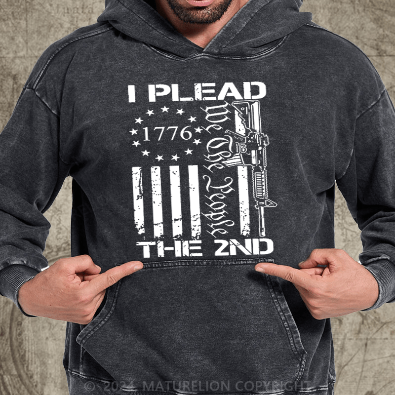 Maturelion I Plead The 2nd Amendment We The People AR15 Pro Gun DTG Printing Washed Hoodie