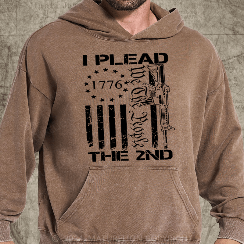 Maturelion I Plead The 2nd Amendment We The People AR15 Pro Gun DTG Printing Washed Hoodie