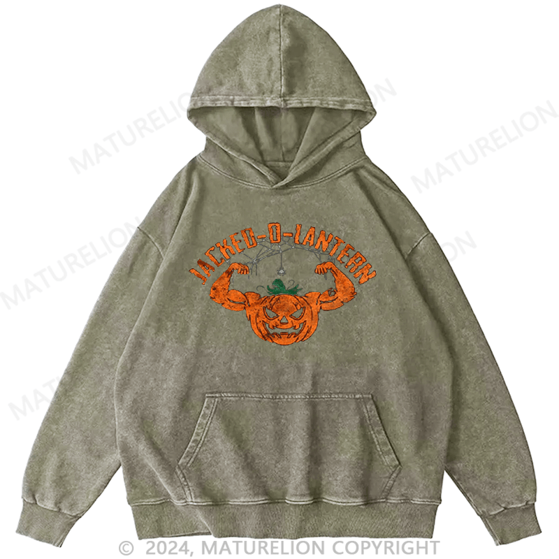 Maturelion Jacked-O-Lantern DTG Printing Washed Hoodie