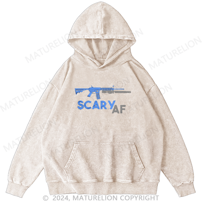 Maturelion Scary AF DTG Printing Washed Hoodie