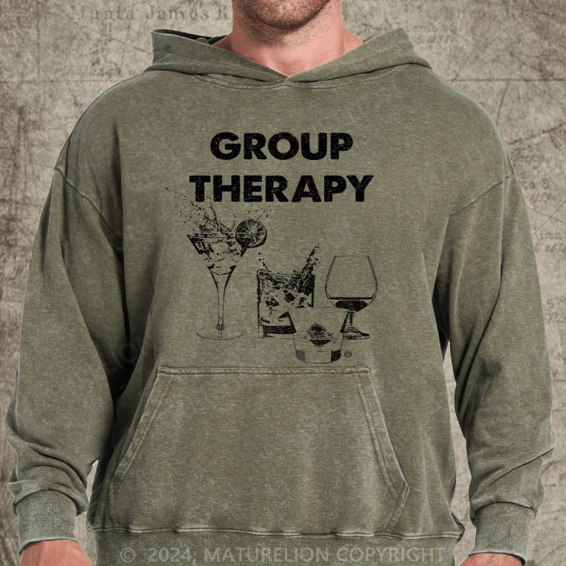 Maturelion Group Therapy DTG Printing Washed Hoodie