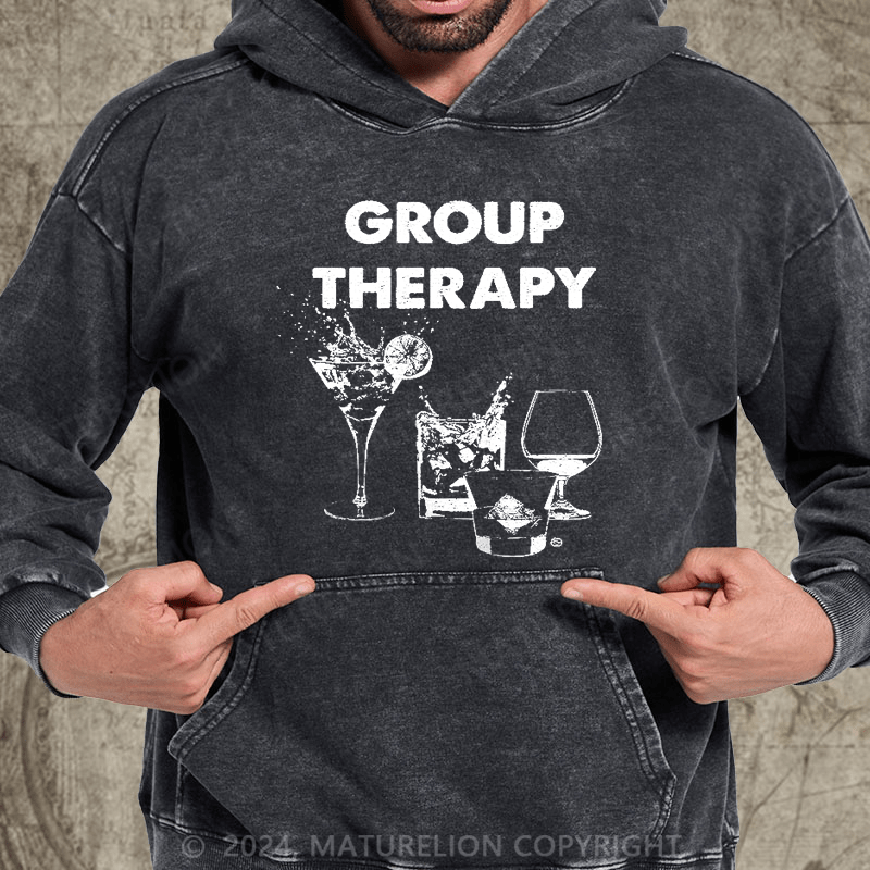 Maturelion Group Therapy DTG Printing Washed Hoodie