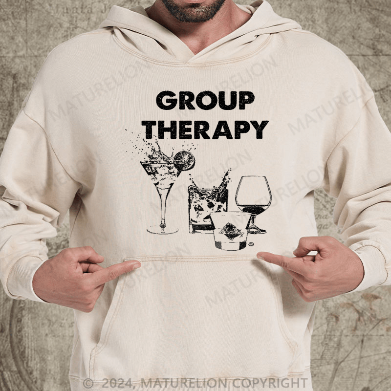 Maturelion Group Therapy DTG Printing Washed Hoodie