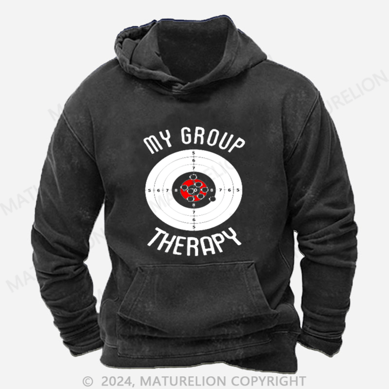 Maturelion My Group Therapy Gun Range Target Shooting DTG Printing Washed Hoodie