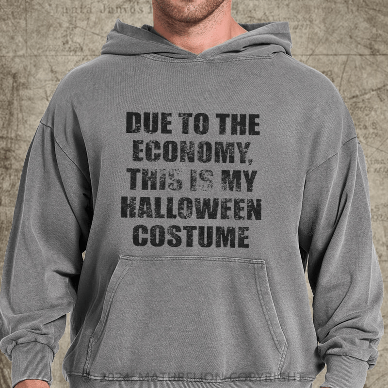 Maturelion Due to the Economy This is my Halloween Costume Recession DTG Printing Washed Hoodie