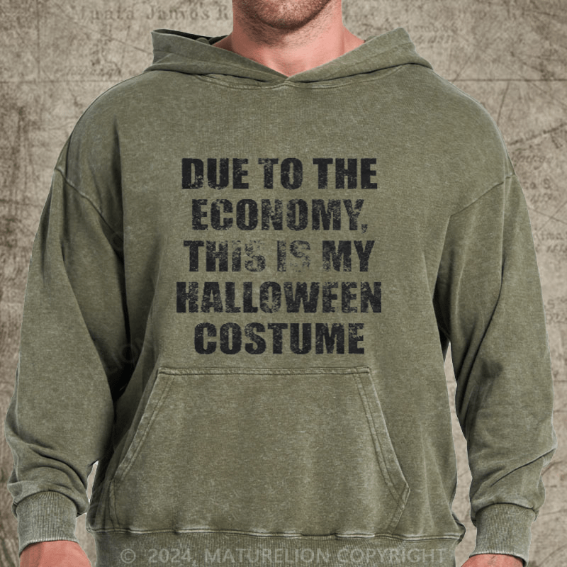 Maturelion Due to the Economy This is my Halloween Costume Recession DTG Printing Washed Hoodie