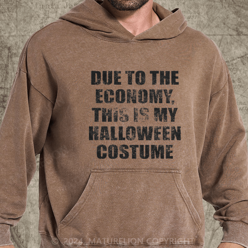 Maturelion Due to the Economy This is my Halloween Costume Recession DTG Printing Washed Hoodie