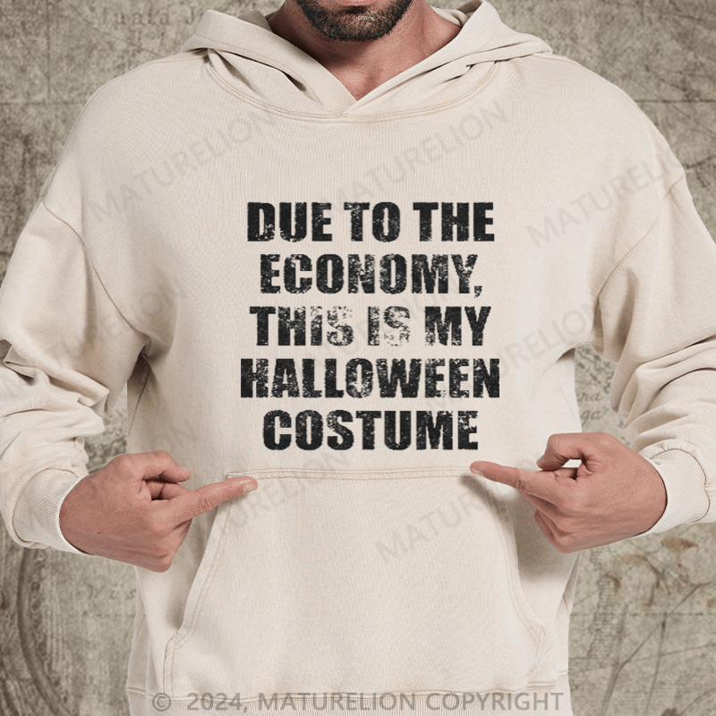 Maturelion Due to the Economy This is my Halloween Costume Recession DTG Printing Washed Hoodie