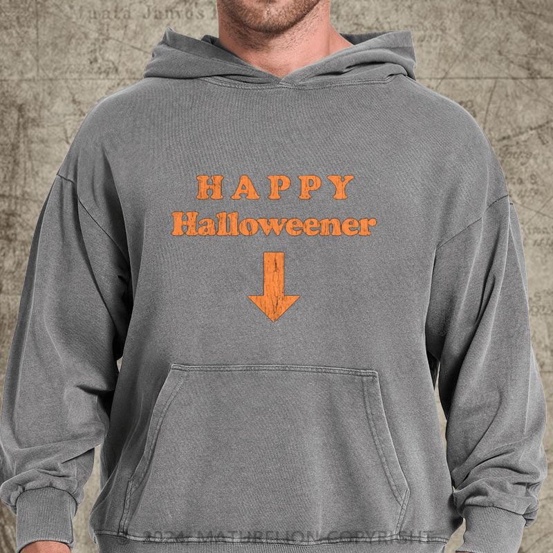 Maturelion Happy Halloweener DTG Printing Washed Hoodie