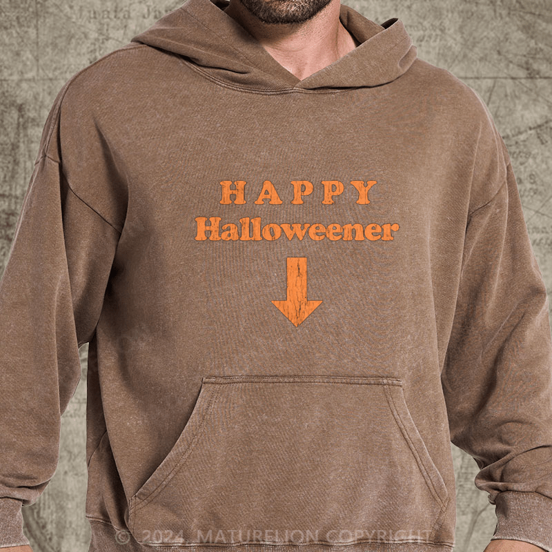 Maturelion Happy Halloweener DTG Printing Washed Hoodie