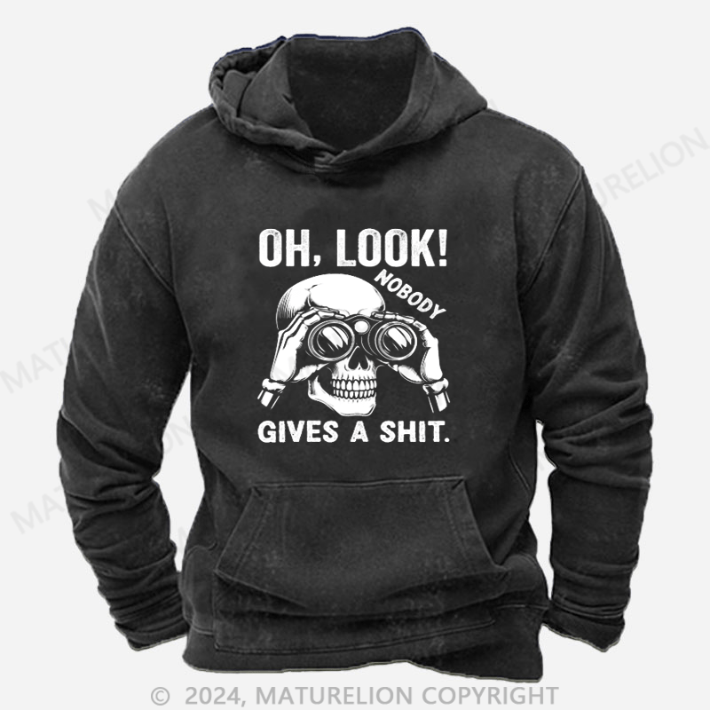 Maturelion Nobody Gives A Shit! DTG Printing Washed Hoodie