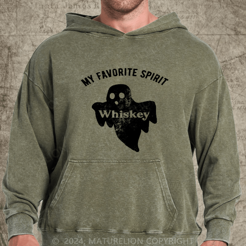 Maturelion My Favorite Spirit Whiskey DTG Printing Washed Hoodie