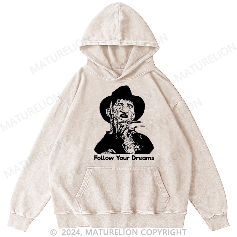 Maturelion Freddy Krueger DTG Printing Washed Hoodie