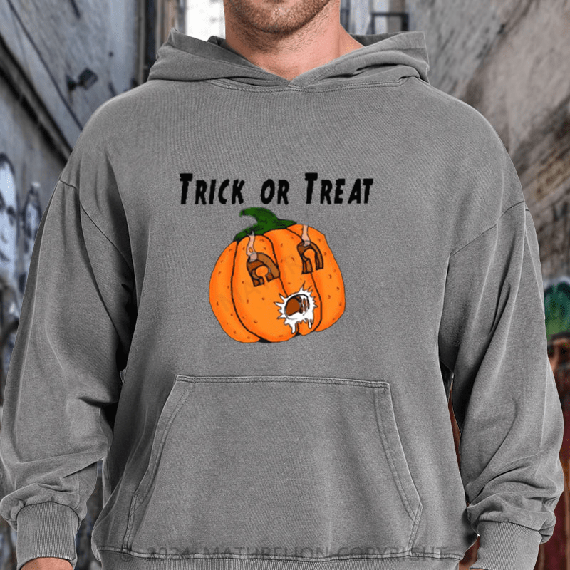 Maturelion Pumpkin Funny Naughty Gift Prank Halloween DTG Printing Washed Hoodie