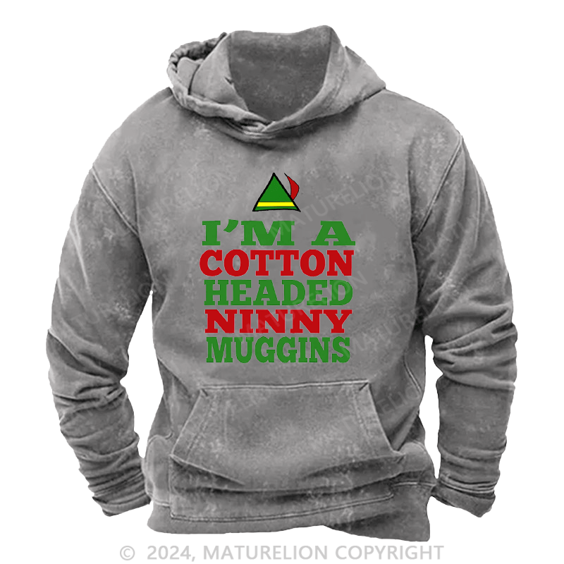 Maturelion Christmas Hoodie Headed Ninny Muggins DTG Printing Washed Hoodie