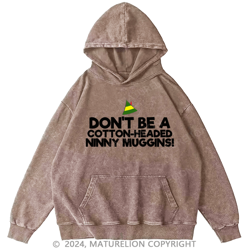 Maturelion Christmas Hoodie Headed Ninny Muggins DTG Printing Washed Hoodie