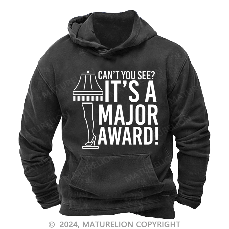 Maturelion Christmas Hoodie It’s a Major Award! DTG Printing Washed Hoodie