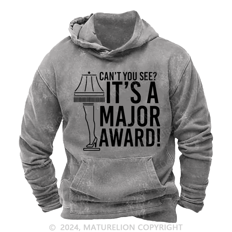 Maturelion Christmas Hoodie It’s a Major Award! DTG Printing Washed Hoodie